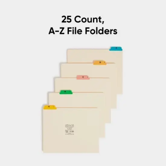 Smead Guides, Multi-Colored Fused Poly 1/5-Cut Tab (A-Z), Letter Size, Manila, 25 per Set (50180) image {2}