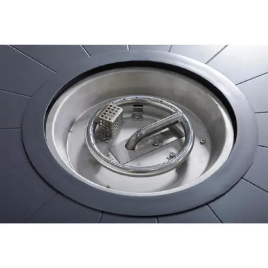 25'' H x 32'' W Aluminum Outdoor Fire Pit Table with Lid (Mixed Gray) image {3}