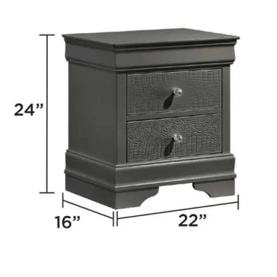 Blaze Modern Style 2-Drawer Night stand Made with Wood in Metallic Gray same as G150108708 (NJ inventory) image {1}