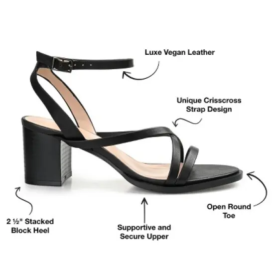 Journee Collection Womens Anikah Buckle Ankle Strap Stacked Heel Sandals image {7}