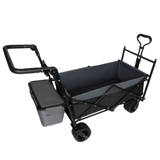 480Lbs Collapsible Wagon with Canopy, Wagon cart with 7" All-Terrain Wheels, Lightweight Foldable Wagon, Large Capacity for Camping, Shopping, Sports image {6}