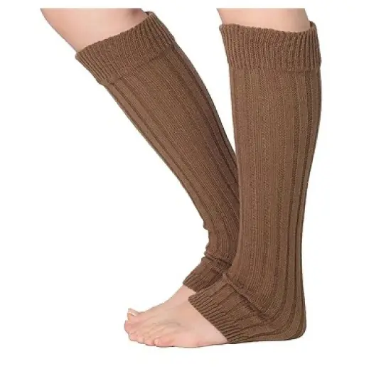 Isadora Paccini Women's 80s Style Ribbed Knit Earthy Neutrals Light Brown Leg Warmers for Parties & Sports Accessories image {1}