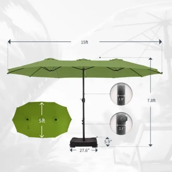 Captiva Designs 9'x15' Rectangular Outdoor Market Umbrella with Extra Large Base image {5}