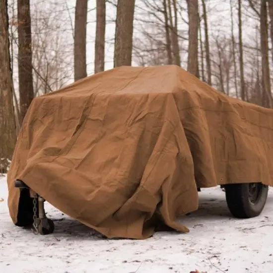 WHITEDUCK Tarp 8 x 14 ft Canvas Outdoor Heavy Duty Water-Resistant Tarpaulin Cover, 18 oz Loomstate Cotton with Stainless Steel Grommets, Olive image {14}