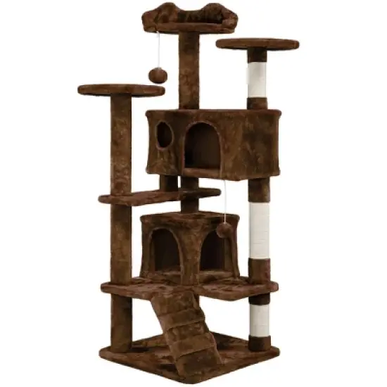 Yaheetech 54"H Cat Tree with 2 Condos for Kittens Small Cats image {14}