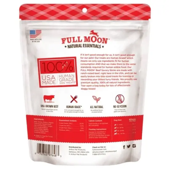 Full Moon Essentials Beef Sticks Jerky Dog Treats - 14oz image {3}