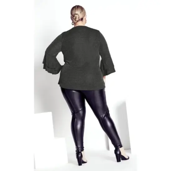 Women's Plus Size Glitz Double Bell Sleeve Top - silver | AVENUE image {1}