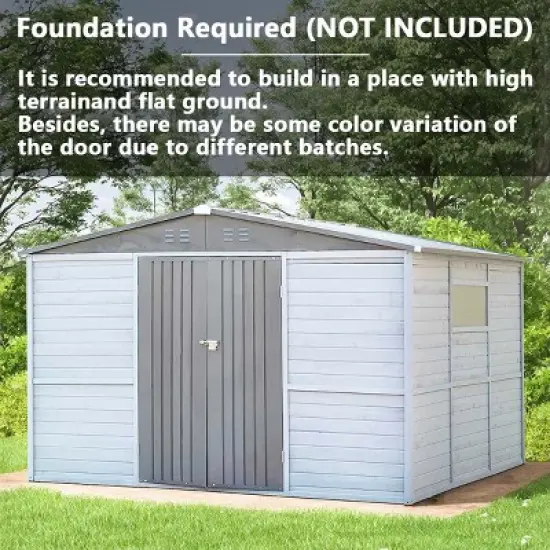 8x10 FT Outdoor Backyard Storage Shed,Iron-Wood Frame Garden Storage Shed with Two Doors and Window,Tool Shed with All-Weather Design-Coolbibila image {2}