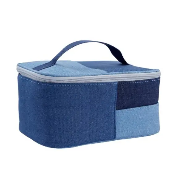 3-Piece Retro Jean Cosmetic Makeup Bag Set For Travel, Beauty Organization, Cotton Denim (3 Sizes: Large, Medium, Small) image {5}