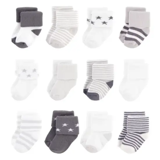 Touched by Nature Baby Unisex Organic Cotton Socks, Gray Charcoal Stars image {2}