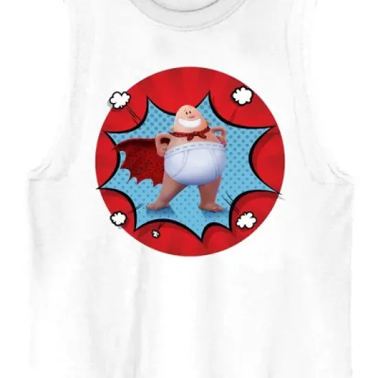 Captain Underpants Superhero In Blue Star Crew Neck Sleeveless White Men&rsquo;s Tank Top image {1}