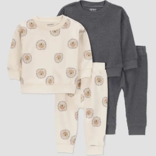 Carter's Just One You&reg; Baby Boys' 4pc Lion Top & Bottom Set - Gray/Brown image {6}