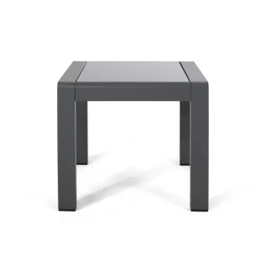 GDFStudio Crested Bay Outdoor Aluminum and Tempered Glass Side Table image {1}