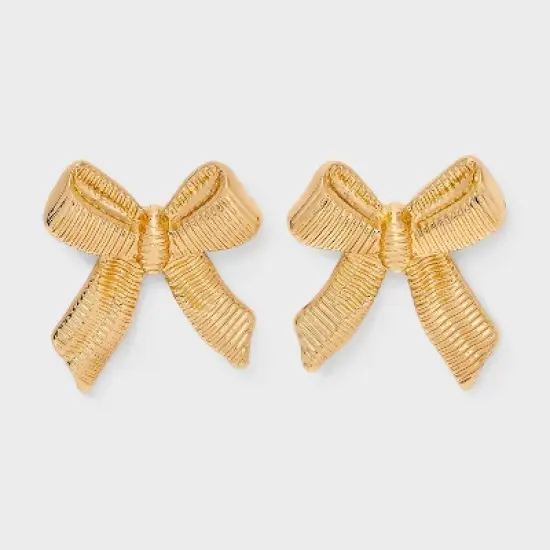 Textured Bow Earrings - A New Day&trade; Gold image {3}