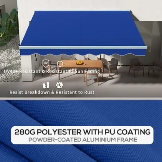 Sapphtopaz 13' x 10' Retractable Awning Patio Awnings Sunshade Shelter UV-Resistant with Motor Retraction Manual Crank Handle image {2}