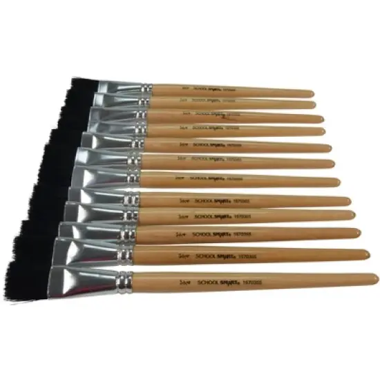 School Smart Black Bristle Paint Brushes, Short Handle, 3/4 Inch, Set of 12 image {6}