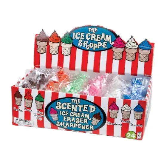 Geddes Ice Cream Shoppe Scented Sharpeners and Erasers - 24 per box image {2}