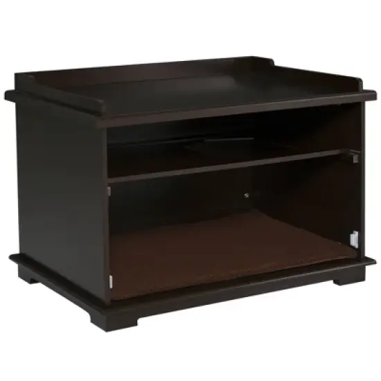 PawHut Wooden Cat Litter Box Covered Mess Free End Table Hideaway Storage Cabinet, Brown image {4}