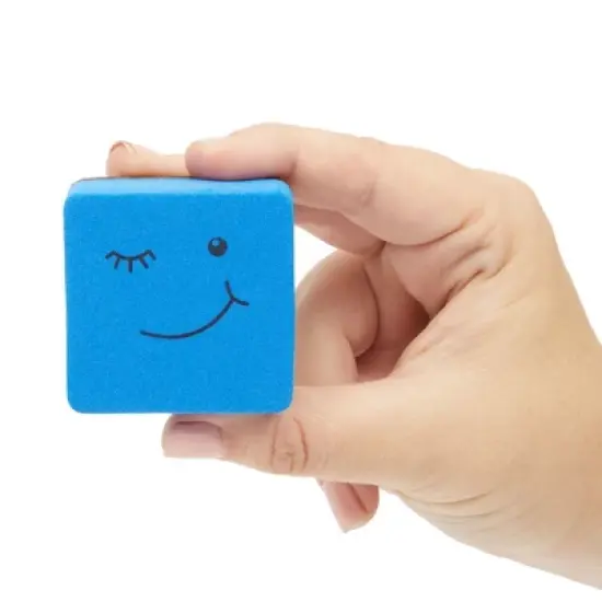 Juvale 24 Pack Magnetic Mini Dry Erase Erasers for Classroom Whiteboard, School Supplies, Smiley Face, 4 Colors, 2 x 0.7 In image {4}