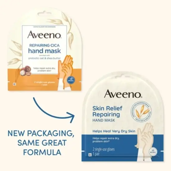 Aveeno Repairing CICA Hand Mask with Prebiotic Oat & Shea Butter for Extra Dry Skin, Fragrance-Free image {2}