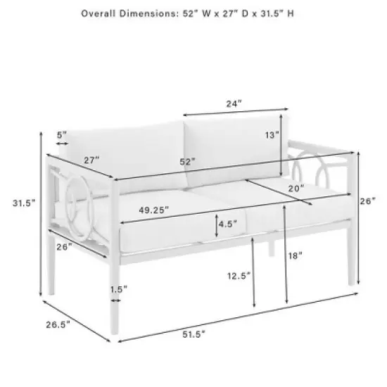 Ashford 4pc Outdoor Metal Conversation Set - Cream - Crosley image {12}
