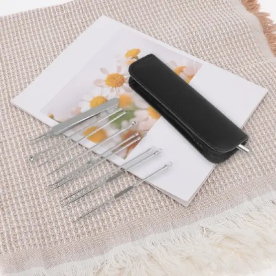 Unique Bargains Portable Diagonal Clamp Pimple Extractor Tool Kit Silver Tone 1 Set image {5}