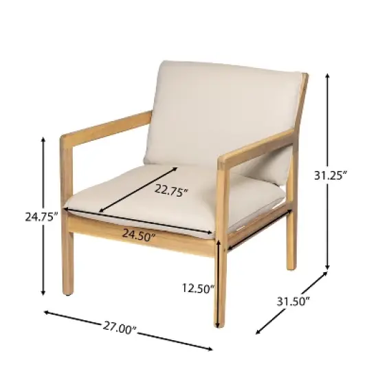 Christopher Knight Home Vanda Patio 6 Pieces Acacia Wood Open Slat Seating Set with Cushions image {2}