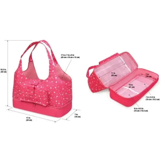 Badger Basket On-the-Go Doll Tote and Storage Bag - Pink Stars image {4}