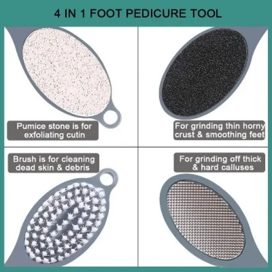 Foot File Callus Remover - Multi Purpose 4 in 1 Feet Pedicure Tools with Foot Scrubber,Pedicure Tool with Foot Scrubber, Pumice Stone image {4}