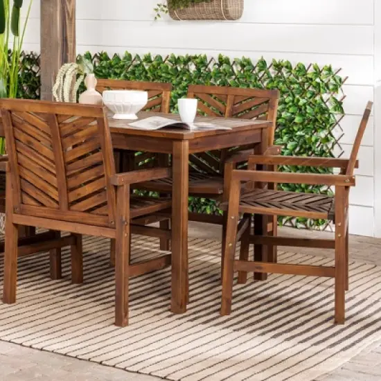 7pc Slatted Chevron Acacia Patio Dining Set - Saracina Home image {5}