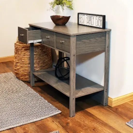 Sunnydaze MDF Indoor Entryway Console Table with 3 Drawers - 30" H - Thunder Gray image {9}
