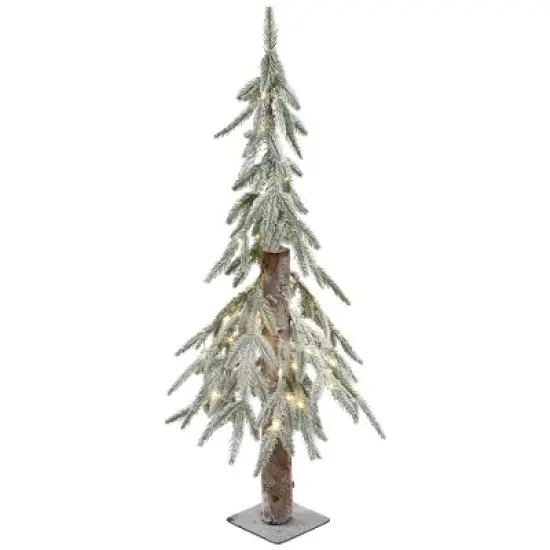 Northlight Pre-Lit Flocked Battery Operated Alpine Artificial Christmas Tree - 3' - Clear LED Lights image {8}