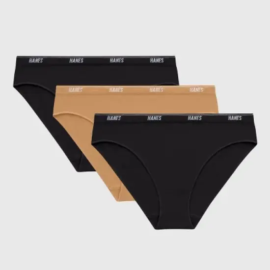 Hanes Women's 3pk Moves Bikini Underwear - Black/Almond image {5}