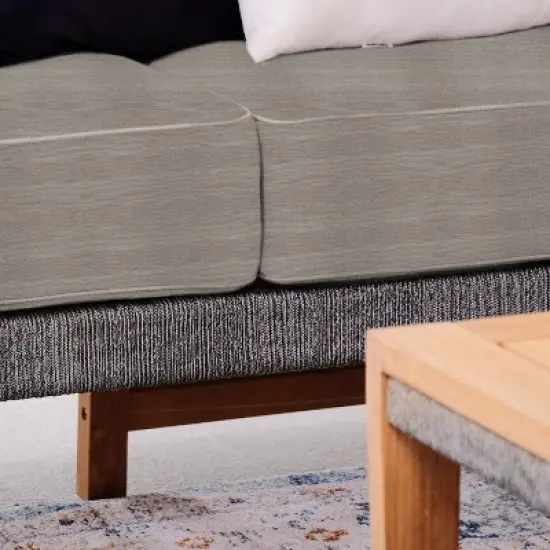 Cambridge Casual Nassau Teak Wood Patio Sofa with Beige Cushion Beige image {3}