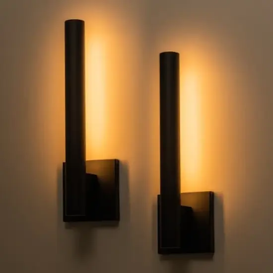 C Cattleya 1-Light Matte Black Dimmable LED Outdoor Wall Light with Frosted Glass Diffuser(2-Pack) image {2}