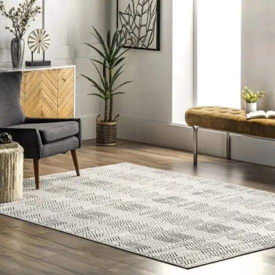 nuLOOM Valerie Textured Geometric Indoor/Outdoor Patio Area Rug image {1}