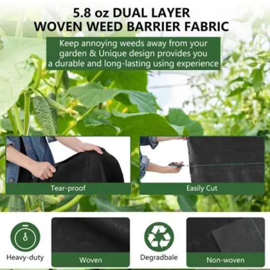 Weed Barrier Landscape Fabric, 4Ft x 300Ft, Heavy Duty 5.8 Oz Woven Geotextile for Weed Control, Garden Ground Cover Mat, Durable, Tear-Resistant image {4}