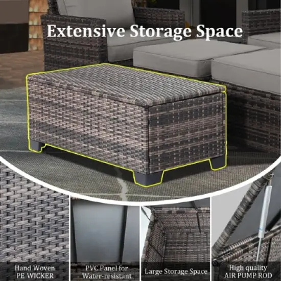 Yardgrace 6-Piece All-Weather Wicker Sofa Set with Storage Coffee Table image {3}