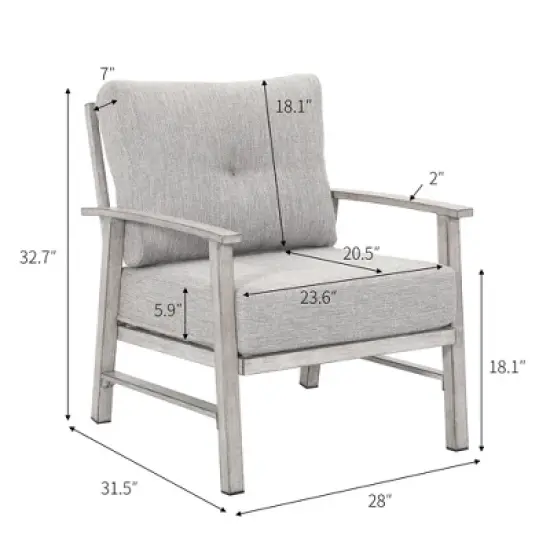 COWLOWN 2 Pieces Outdoor Patio Chairs, Aluminum Armchair Conversation Set with Thick Cushions, All-Weather Patio Furniture for Garden, Poolside, Lawn image {4}