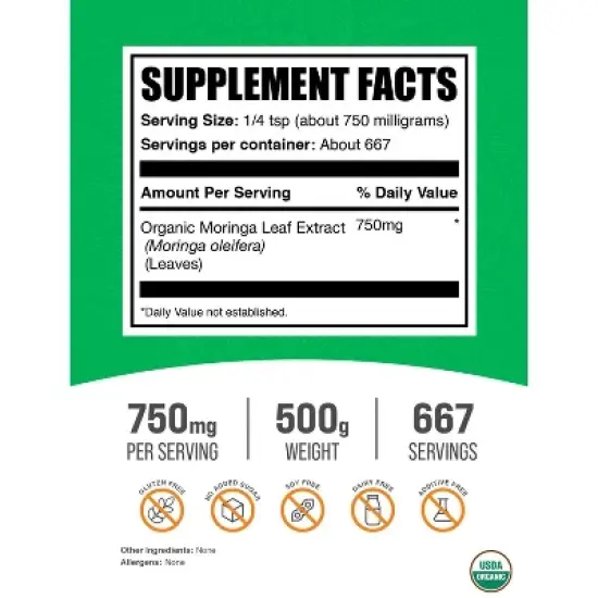 BulkSupplements Organic Moringa Extract Powder image {1}