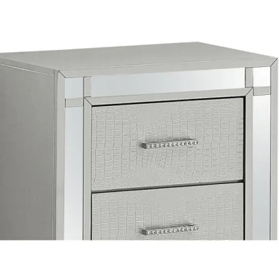 Passion Furniture Madison 2-Drawer Silver Champagne Nightstand (26 in. H x 17 in. W x 23 in. D) image {5}