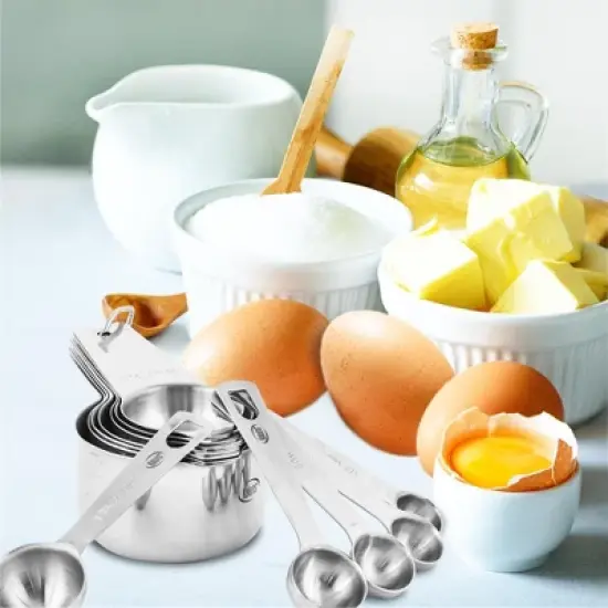 Kaluns Measuring Cups and Spoons Set, 16 Piece, Stainless Steel image {4}