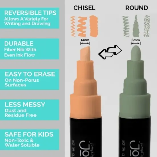 JumpOff Jo &ndash; Liquid Chalk Markers &ndash; Reversible Chisel and Round Tip &ndash; Multi Color image {2}