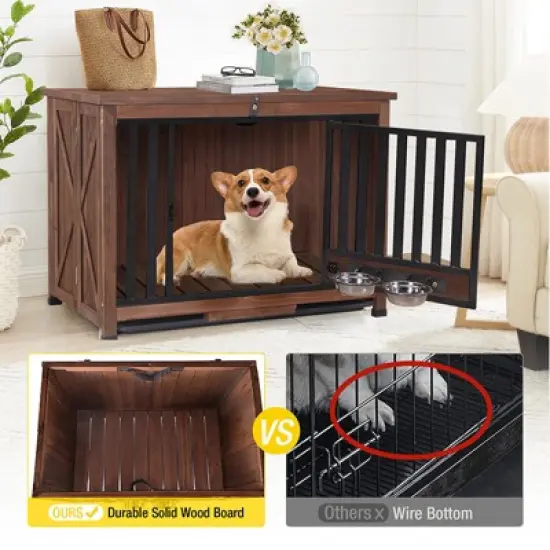 Aivituvin Wooden Dog Crate with Folding Design | Strong Iron Door-AIR100/100-B image {9}