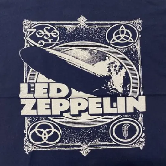 Led Zeppelin Plane Logo & Icons Crew Neck Short Sleeve Navy Boy's T-shirt image {1}