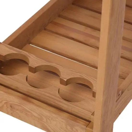 Whisen Wooden Garden Cart with Wheels & Metal Top image {10}