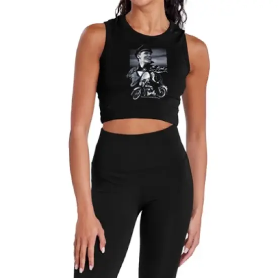 Women's Elvis Presley Motorcycle Sleeveless Crop Top Tank image {5}