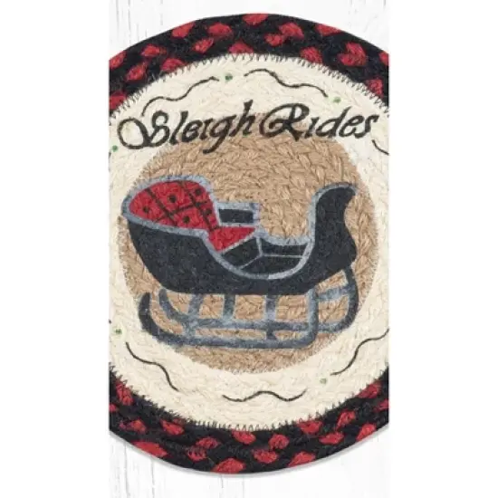 Earth Rugs Sleigh Rides Round Trivet &ndash; Rustic Holiday Kitchen Hot Pad 10"x10" image {2}