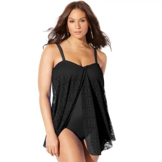 Swimsuits for All Women&rsquo;s Plus Size Crochet Bandeau Swimdress image {4}