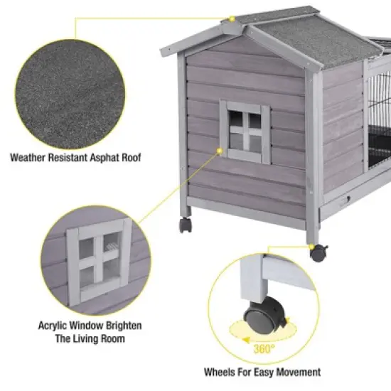 Aivituvin Rabbit Hutch | Outdoor Bunny Cage (Inner Space 4.84ft&sup2;)-AIR24 image {6}